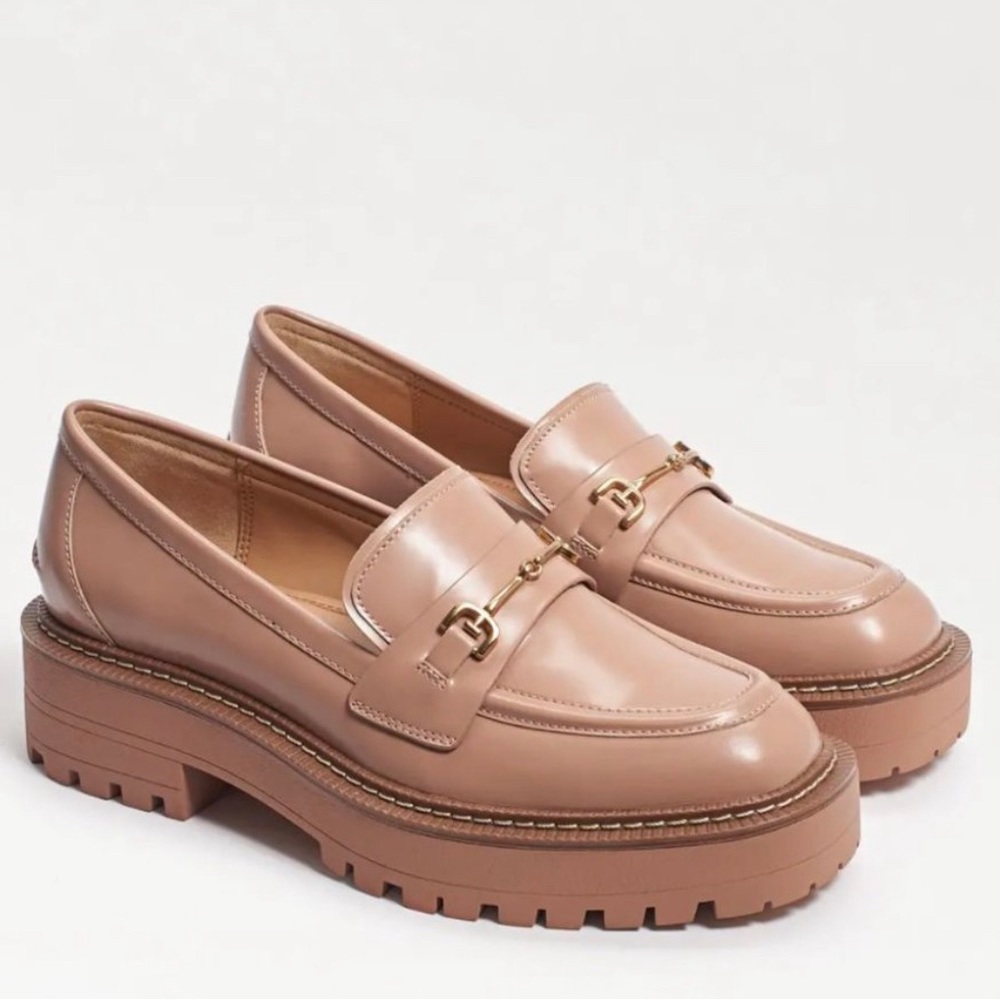 Sam Edelman Women's Chunky Loafers in Nude Tan with Gold Hardware